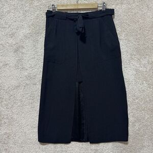 River Island Skirt NWT Women's US 6 Black Double Layer Midi Belted A Line
